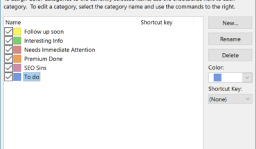 Categories in Outlook