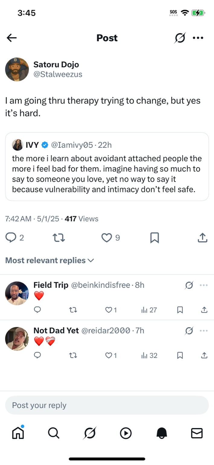 “Trying to Change, but Yes, It’s Hard”: A Reflection on Therapy, Attachment, and the Courage to Heal